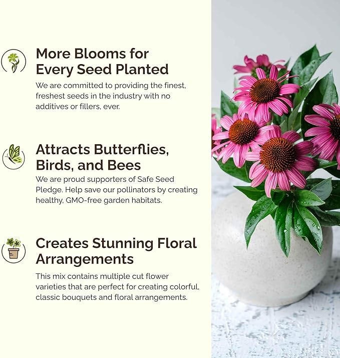 Eden Brothers Mississippi Wildflower Mixed Seeds for Planting, 1 oz, 30,000+ Seeds with Lupine, Sunflower | Attracts Pollinators, Plant in Spring or Fall, Zones