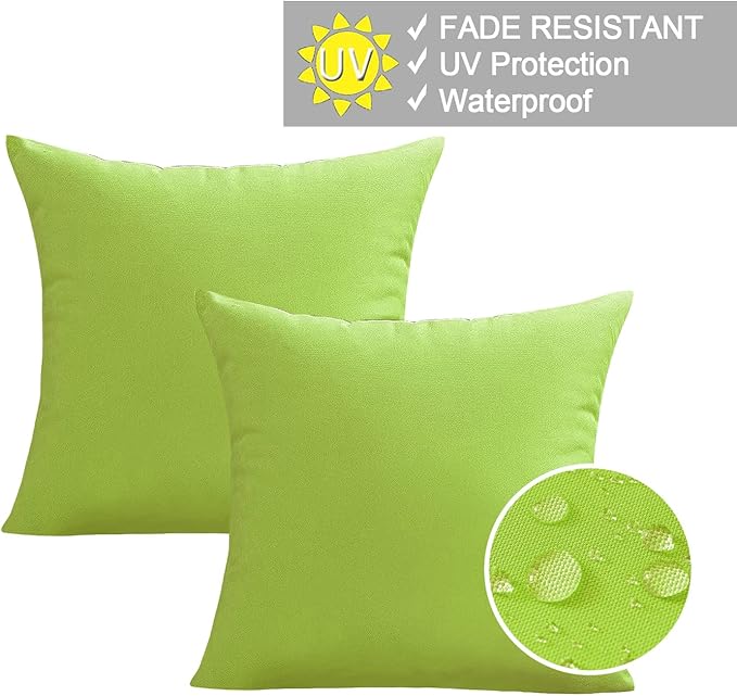 VAKADO Outdoor Waterproof Throw Pillow Covers 22X22 Set of 2 Decorative Green Patio Furniture Summer Cushion Cases Outside Decor for Couch Garden Bench Porch