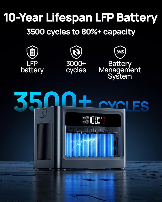 2026 Portable Power Station 1000W (Surge 2000W), 576Wh LiFePO4 Battery Solar Generator, Power Bank 110V Pure Sine Wave AC Outlet with PD 100W USB-C Fast Charging for Home Use, Hurricane Emergency, RVs