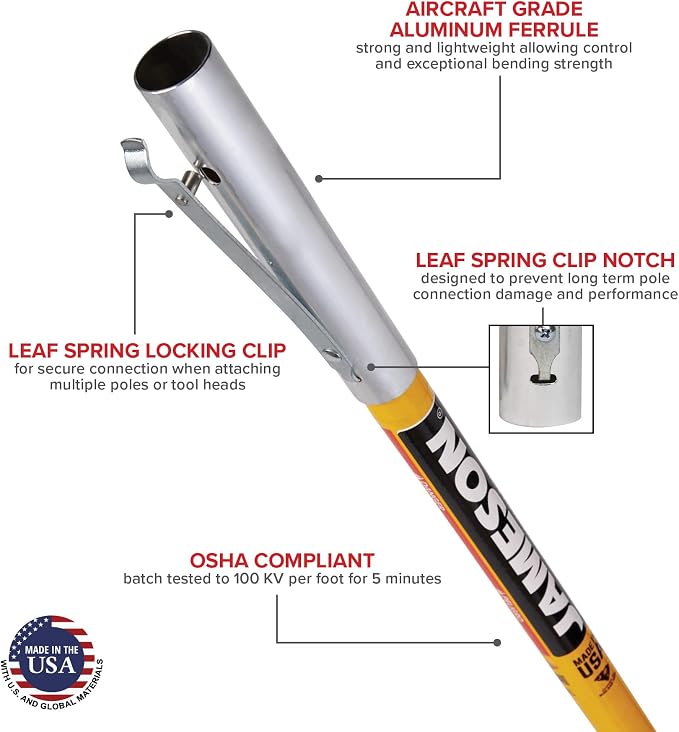 Jameson FG-6-2PK FG-Series 6-Foot Fiberglass Extension Pole for Pole Saw or Pruner Head 2-Pack