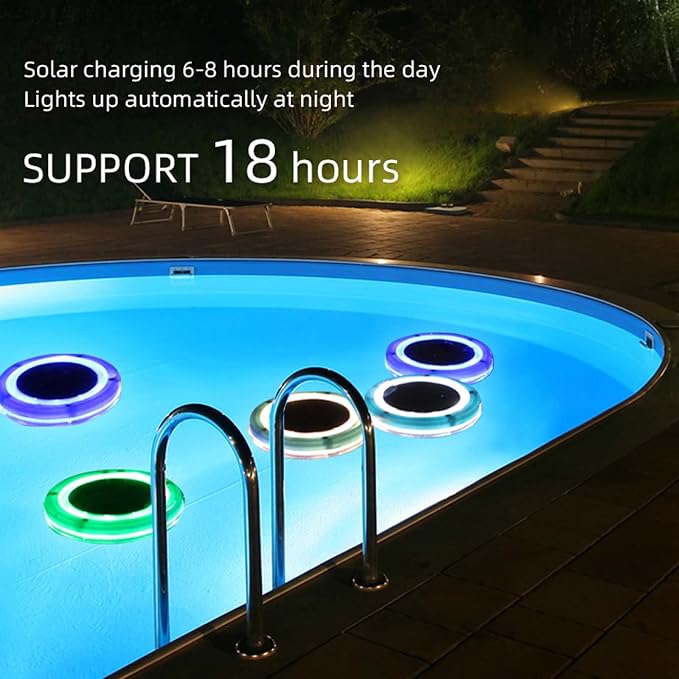 Solar Floating Pool Lights, 4 Single Color Waterproof LED Pond Lights for Swimming Pool, Outdoor Garden, Hot Tub Decoration at Night (Blue,4PACK)