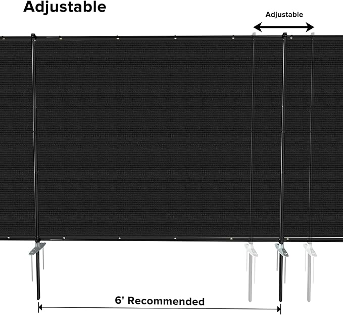 5'x20' Privacy Fence Kit Freestanding Mesh Screen with Iron Poles Temporary Fencing Outdoor Patio Backyard Divider Dog Air Conditioner Trash Fence Black Custom