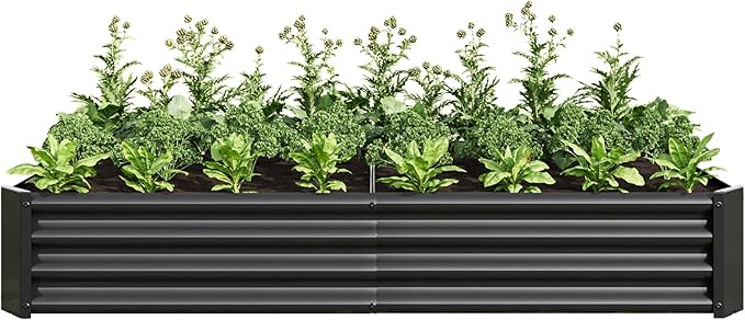 Galvanized Raised Garden Bed for Vegetables,Planter Raised Garden Boxes Outdoor,Metal Raised Garden Beds Steel Kit for Vegetables Flower Herb Patio Black Rectangle