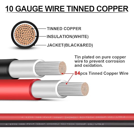 iGreely Solar Panel Wire - 200Ft 10 Gauge 10AWG Tinned Copper PV Extension Cable, UV Resistant for Boat, Marine, Automotive, RV, Outdoor Use - Black