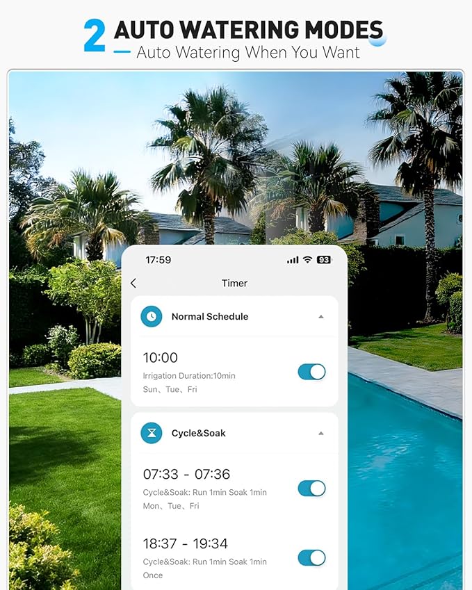 RAINPOINT Bluetooth Water Timer, Sprinkler Timer for Garden Hose, Smart Automatic Irrigation System with Brass Inlet for Yard, Lawn, APP Remote Control via Bluetooth(Without Hub)