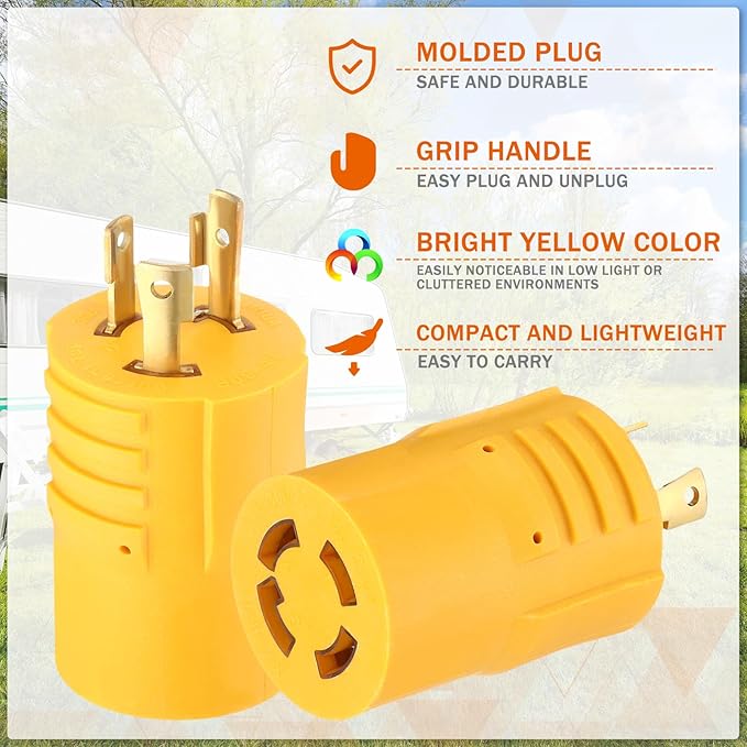 Kanayu NEMA L5-30P to L14-30R Adapter 3 Prong to 4 Prong Generator Transfer Switch Adapter, 30 Amp L5-30P Male Generator Locking to L14-30R Female House Inlet Box