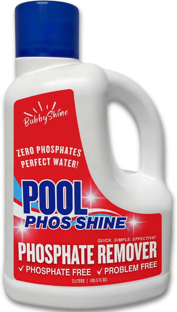 Phosphate Remover Pool Treatment, Phosphate Remover for Pool, Pool Phosphate Remover, Easy Cap Measure, ppb Dosing Guide, 3 L (101.5 fl oz), BubbyShine