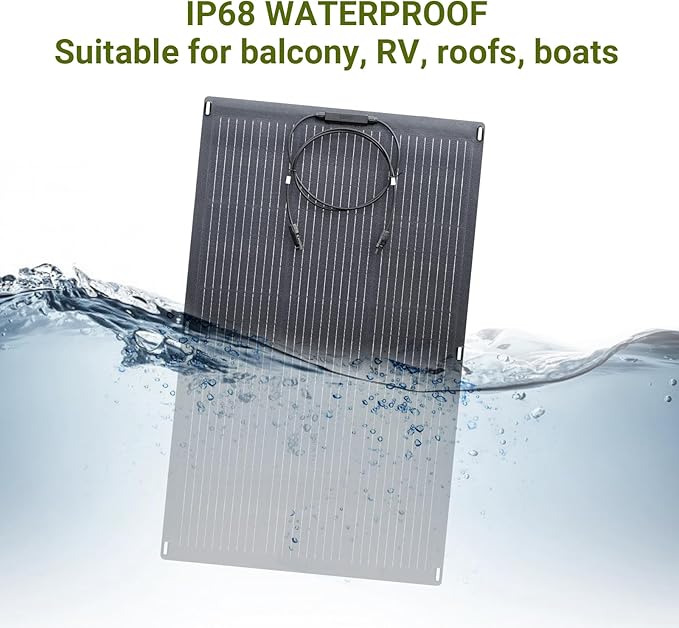 ALLPOWERS SF100 100W Flexible Solar Panel, Ultra-Thin 3mm Bendable Monocrystalline Solar Charger, 25% Efficiency IP68 Waterproof for RV Roof, Camping, Marine Use