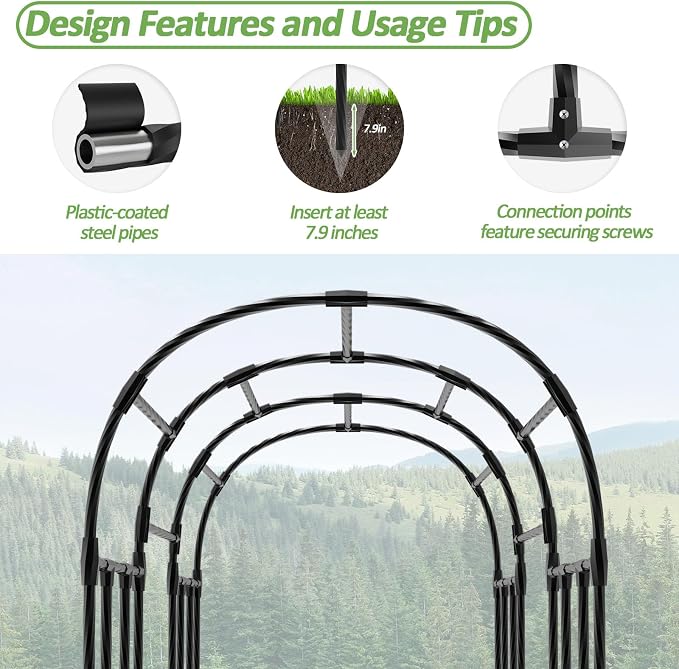 Garden Arch Trellis - 47" L*71" W*87" H, Rust-Proof Grape Trellis with Thickened Steel 20MM Pipe, Garden Arch Trellis for Climbing Plants Outdoor, Tunnel Trellis for Cucumber, Pumpkin, Melon