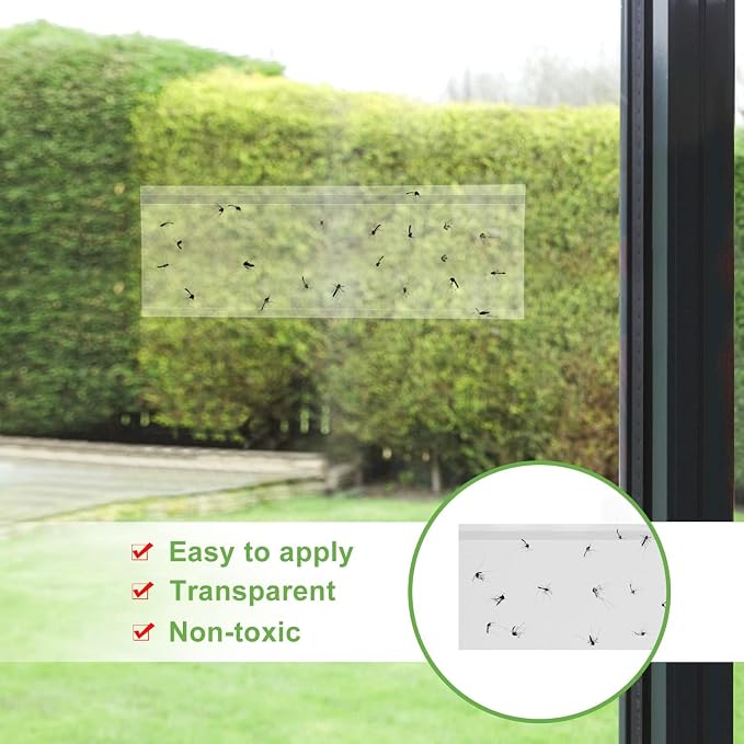 LFSYS 35XL Pack Window Fly Trap, Fruit Fly Traps for Indoors, Fly Trap Indoor Clear, Fly Paper Sticky Strips
