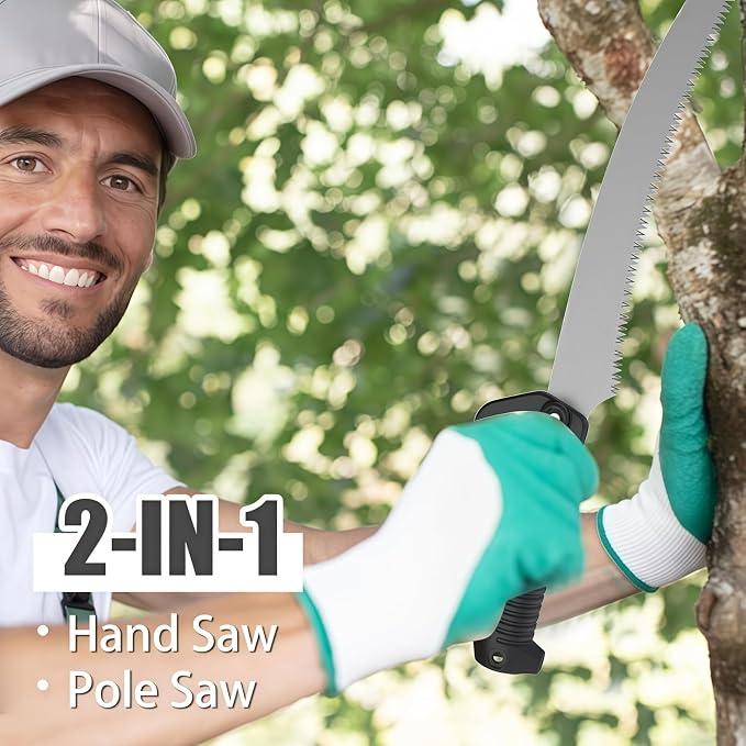 18FT Reach Manual Pole Saws for Tree Trimming with 5-12FT Telescoping Extension Pole, Anti-slip Handle, Manual Pruning Pole Saw with 19" 3X Detachable Saw for Forestry, Yard, Garden, Patios