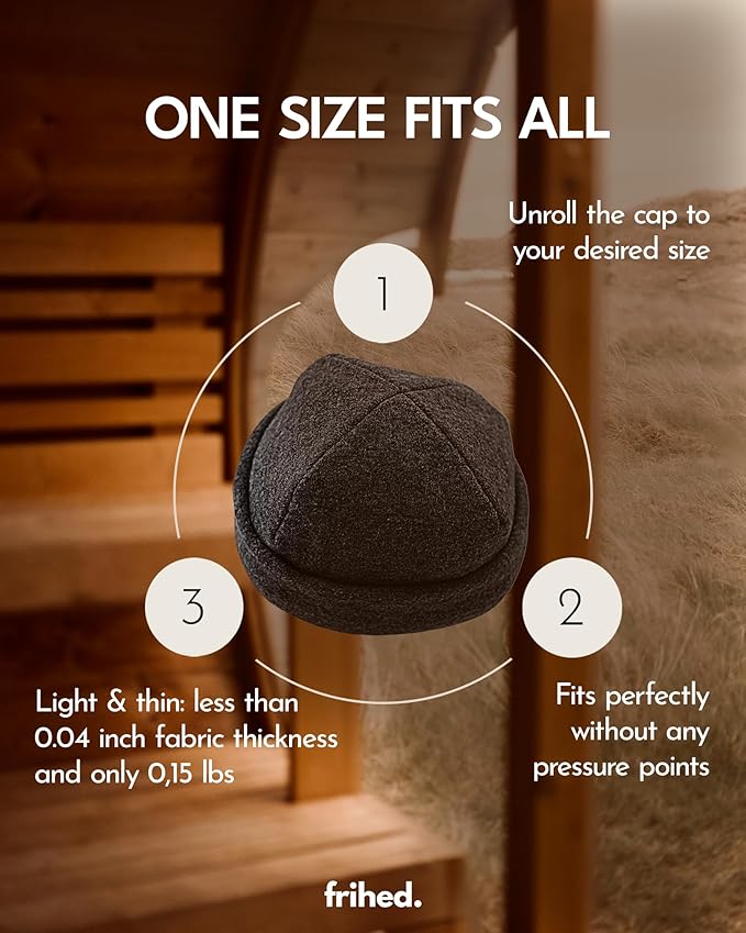 frihed. Sauna hat - Made of woolwalk - 100% Sheep's Wool - Premium Sauna Accessory - Flexible Size - Made in Germany