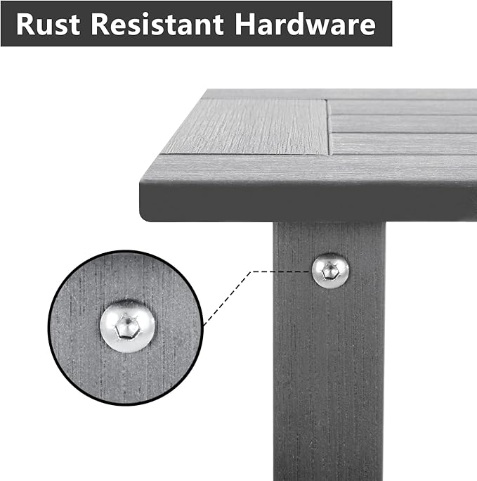 Meluvici Double Adirondack Outdoor Side Table Weather Resistant, Outdoor Rectangular Patio End Table for Adirondack Chair, Grey