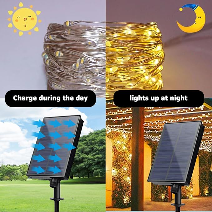 ZPSHYD Solar Battery Box for LED String Lights, Outdoor String Lights Control Panel with DC Charging 8 Remote Control Modes Pack Powered Lithium Panel Light w/Remote Control (3V)