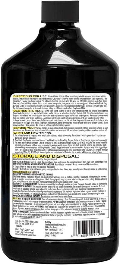 Black Flag 32 oz. Fogging Insecticide Ready-To-Use Controls Mosquitoes, Biting Flies and Flying Insects in Lawns, Patios and Gardens, 190255, 32 ounce