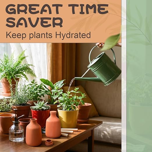 DoubleFill 2 Pcs 100 oz Ollas Terracotta Watering Pots Self Watering Planter Insert Terracotta Globes Clay for Outdoor Indoor Garden Plants, Easy to Refill