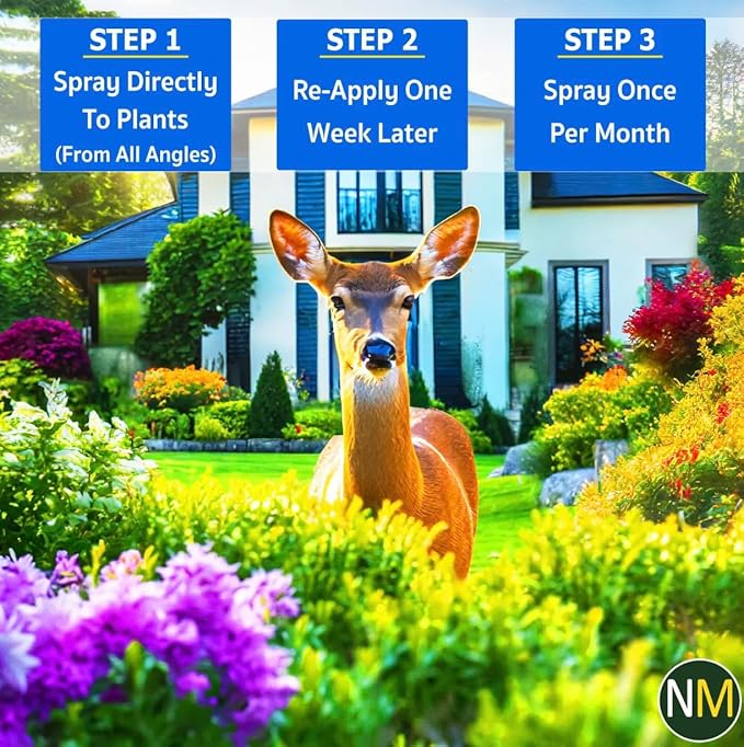 Nature’s MACE Deer and Rabbit Mace, Deer Repellent Spray, Plants, Lawns, Flowers, Gardens, Deer Repellent Spray, Keep Deer Out, Deterrent, All-Season Protection, 1 Gallon Concentrate, Treats 2 Acres