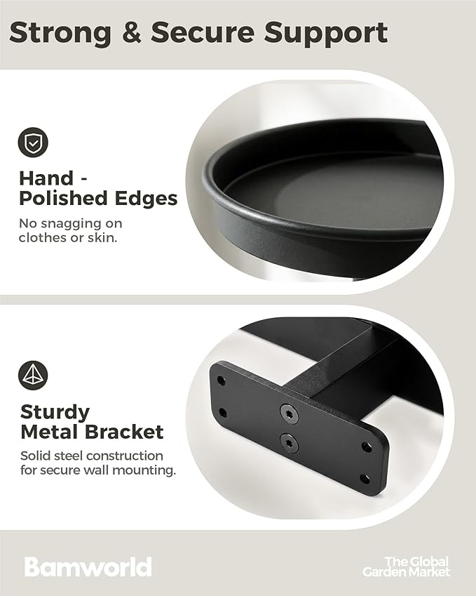 Bamworld Hanging Planters for Indoor Plants Wall Plant Holder Plant Hanger Indoor Wall Planters Window Plant Shelves Hanging Plant Holder Window Plant Hanger Plant Decor Black 3pcs
