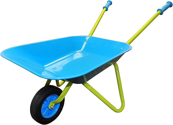 G & F Kids Metal Wheelbarrow, Child-Size Steel Garden Wheelbarrow for Toddlers & Kids, Sturdy Single-Wheel Design for Outdoor Play, Gardening & Sandbox Fun Activities, 28" H x 12" W Kid Size