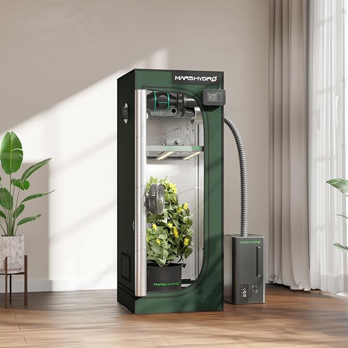 MARS HYDRO 2x2x5 Grow Tent Pro, 24"x24"x63" 2000D Thickened Polyester Canvas & High Reflective Mylar, Larger Observation Window, Controller & Socket Hanger,for TS600/FC1500/TS1000 Indoor Plant Growing
