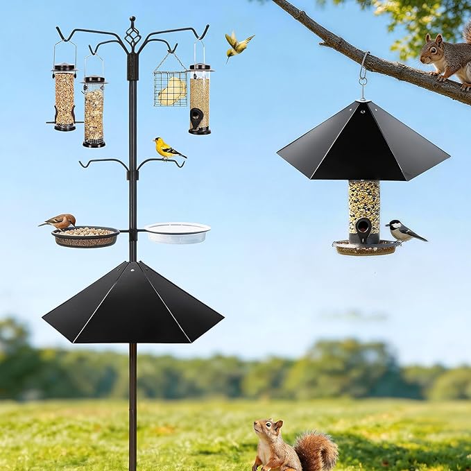 YINGYM Widened 19" Metal Squirrel Baffle for Bird Feeder Poles - Outside Baffle Guard, Weatherproof Outdoor Squirrel Proof Protector with Matte Black Finish (2 Pack)