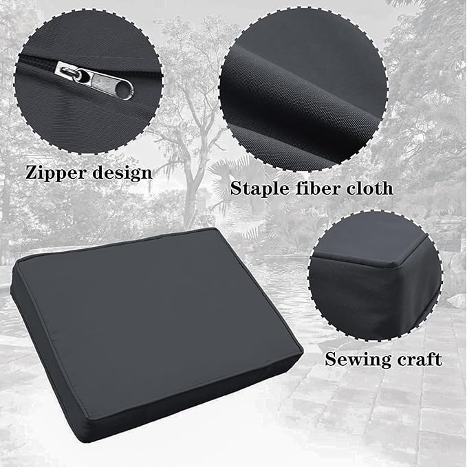 14Pieces Patio Cushion Covers Replacement Outdoor Couch Cushions Covers Splashproof Sofa Slipcovers Set with Zippers,Patio Furniture Protector Cover Only(Black Gray, 25.6×25.6×3.94inches)