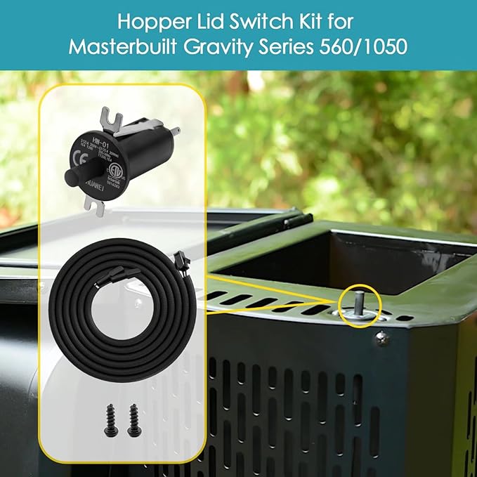 Hopper Lid/Door Switch Kit Replacement Part for Masterbuilt Gravity Series 560/800/1050 Digital Charcoal Grill + Smokers, 1 PC Hopper Lid/Door Switch and 1 PC Hopper Wire