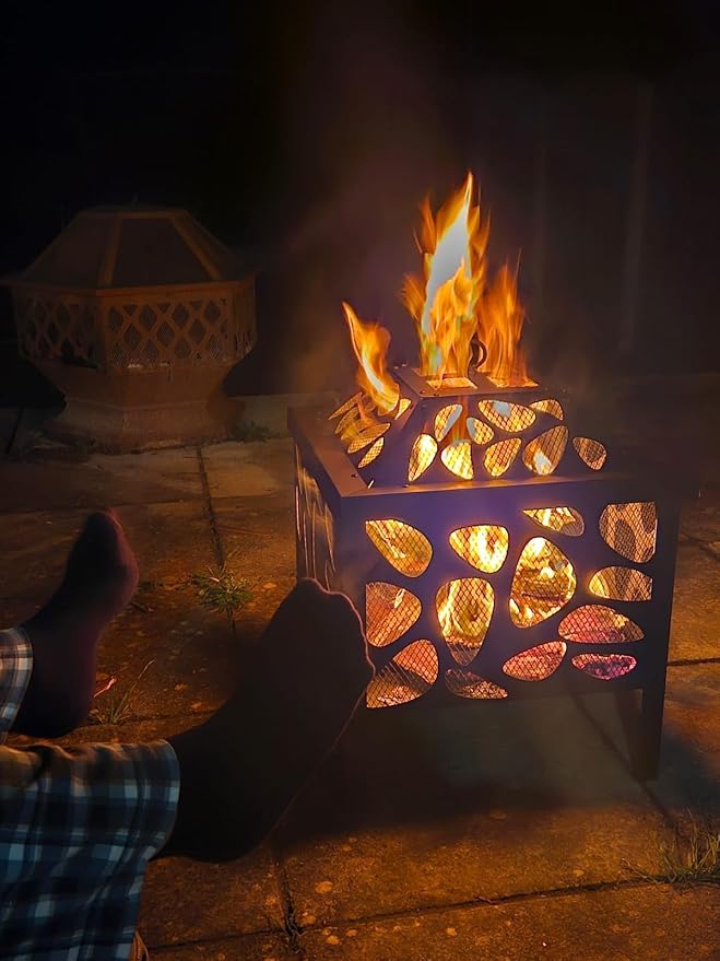 15.7 inch Small Fire Pit for Outside, Outdoor Wood Burning Fire Pit | Anti-Spark Mesh Guard, Small Bonfire Pit ,Firepit Bowl for Patio Camping Backyard Deck Picnic Porch