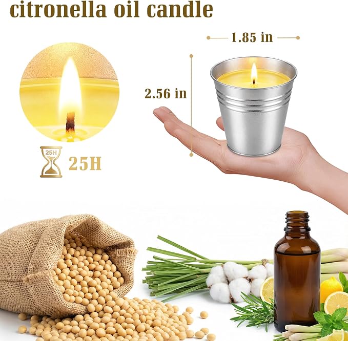 Citronella Candles Outdoor,8 Pack Soy Wax Citronella Candles (Total 40oz),Single Wick Patio Candle,200+ Hour Total Burn Time for Camping,Picnic,Backyard & Balcony