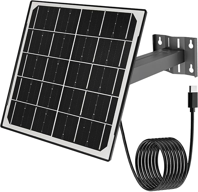 Eco-friendly 6W 5V Monocrystalline Solar Panel, Type-C Interface, IP66 Waterproof, 6.5-foot Cable, High Conversion Rate, Compatible with Various Electronic Devices