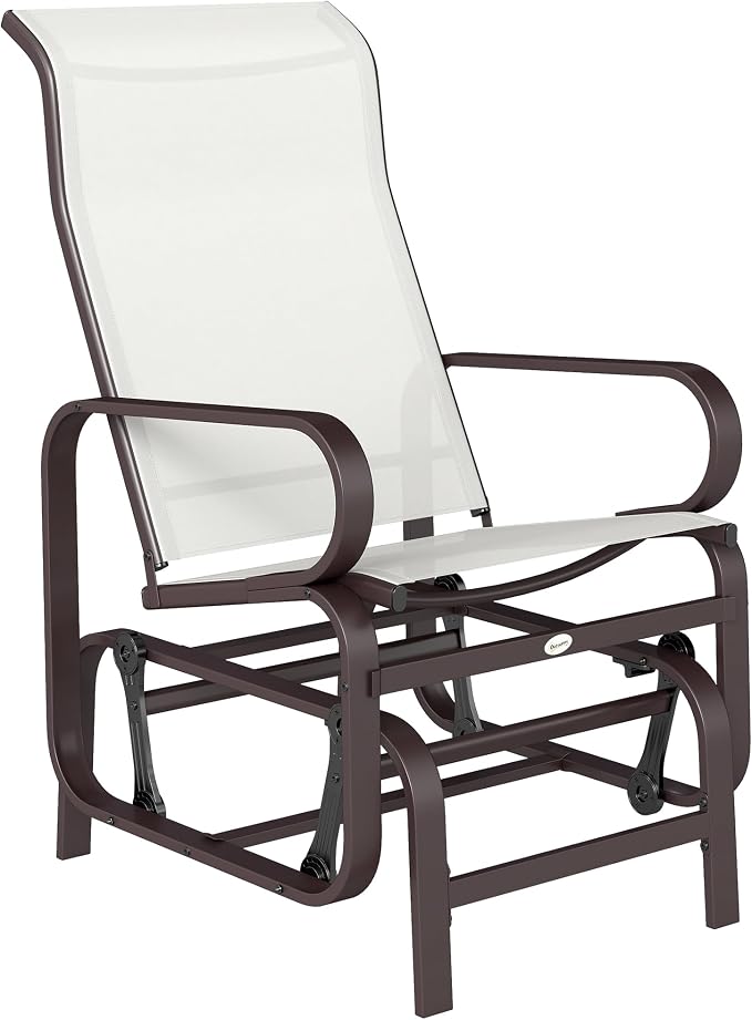 Outsunny Outdoor Glider Chair, Gliders for Outside Patio with Smooth Gliding Mechanism and Lightweight Construction for Backyard, Beige