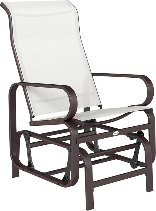 Outsunny Outdoor Glider Chair, Gliders for Outside Patio with Smooth Gliding Mechanism and Lightweight Construction for Backyard, Beige