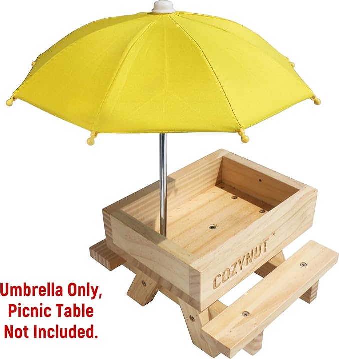 Replacement Mini Umbrella for COZYNUT Squirrel Feeder Picnic Table (Yellow)