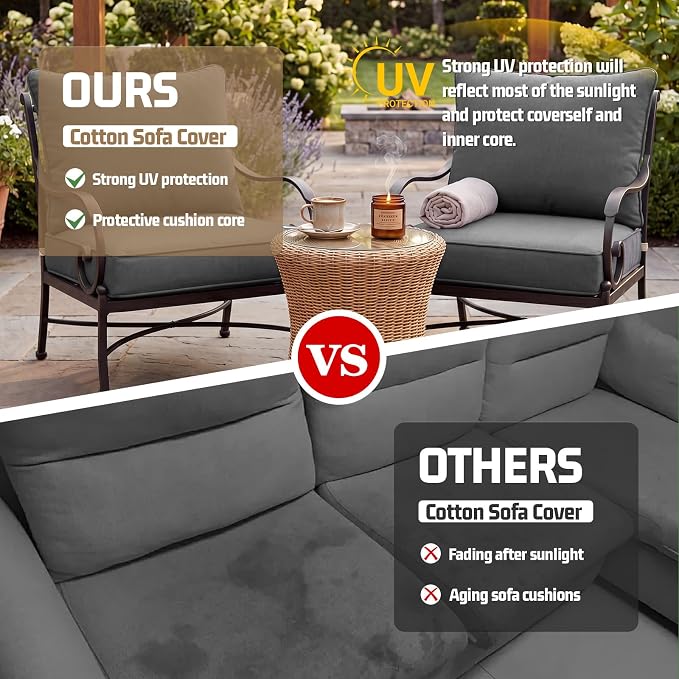 4pcs Outdoor patio cushion covers replacement, 24" zippered outdoor cushion covers waterproof, UV Resistant & Washable patio furniture cushion covers waterproof for Patio Sectional, Lght Grayi