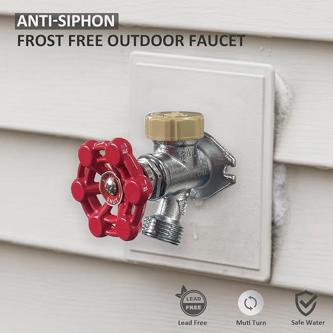 8 inch Anti-Siphon Frost Free Sillcock, No Lead Brass Frost Proof Outdoor Faucet Bib with Backflow Preventer, 1/2" Push-to-Fit Connector X 3/4 Inch Hose Bibb Frost Free Spigot