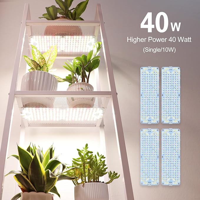 4Pack 2026 Ultra-Thin Panel Grow Lights for Seed Starting, Vegetables, Greenhouse & Under Cabinet & Shelf Plants with Timer 4/8/12/16/20H, Free Connect Full Spectrum Indoor LED Plant Growing Lamps