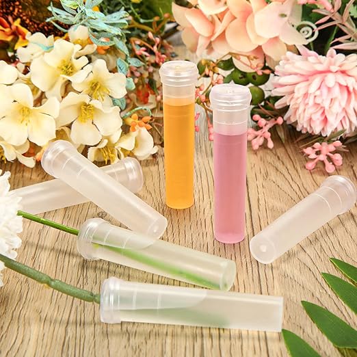 Irenare 300 Pack Flower Water Tubes 3 Inch Reusable Plastic Vials for Flower Arrangements Floral Tubes with Cover Fresh Florist Supplies for Decoration Arrangement Preserving(Clear)