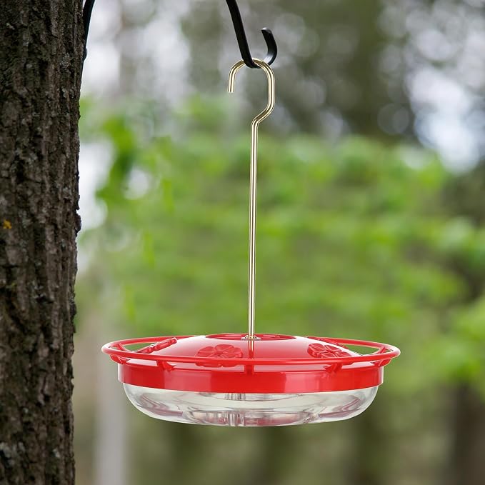4 Sets Hummingbird Feeder for Outdoors Hanging 16 oz Saucer Humming Feeder with 5 Feeding Ports Flat Hummingbird Feeders Easy to Clean Including Hanging Hook, with Brushes