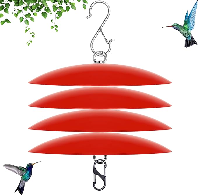 8-Inch Mini Rain Guard for Hummingbird Feeder,Bird Feeders Shade Dome Guard,Squirrel Baffle for Hanging Feeder in the Outdoors (Red), 4 Pack