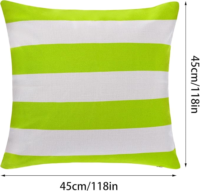 tiggell 4 Pack Waterproof Pillow Covers Outdoor Throw Pillowcases Decorative Garden Cushion Case for Home Garden Patio Couch Balcony Striped (Green & White, 18 * 18 inch)