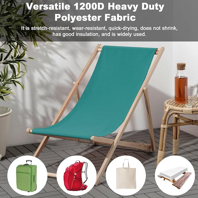 Thickened Waterproof Canvas Fabric by The Yard 1200D 58" W Outdoor Upholstery Material Heavy Duty Fabric Water Resistant Sewing Material for Chair Patio Cushion Purse Bag 8 Yard Teal