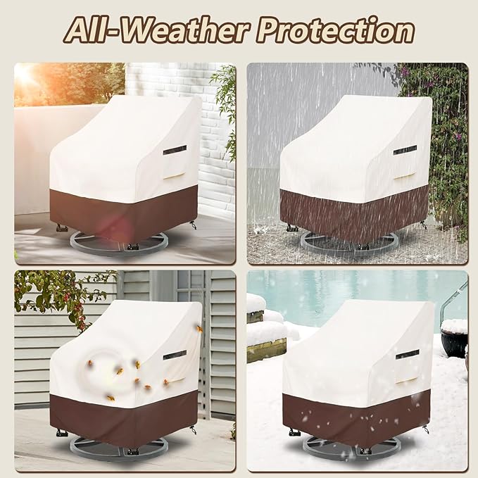 Rileytee Outdoor Swivel Chair Cover 2 Pack,Outdoor Furniture Patio Chair Covers Waterproof Clearance, Lawn Patio Furniture Covers,30" W x 34" D x 38.5" H,Beige & Brown