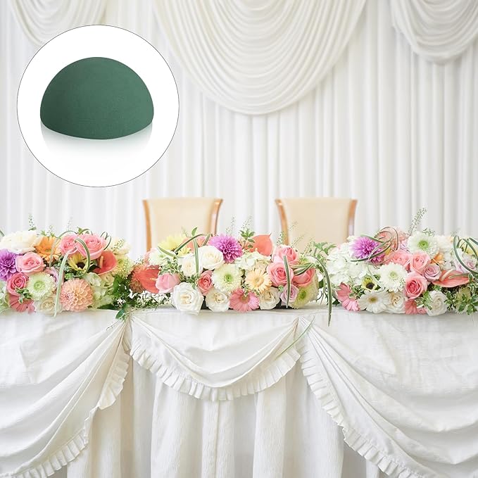 Shihanee 8 Pcs Half Ball Floral Dry Foam Green Round Foam Block Dry Balls Large Flower Craft for Artificial Plant Bouquet Arrangement DIY Craft(7.5 x 3.75 Inches)