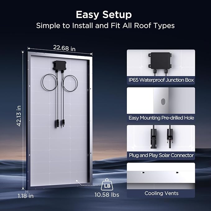 200W Solar Panel, 2Pcs 100 Watt Solar Panel with High-Output Design,High Efficiency Monocrystalline PV Module,RV Essentials,Ideal for 12V/24V System,RV,Rooftop,Home,Off-Grid