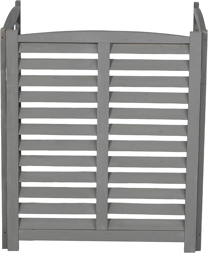 YOPTO 32" W x 38" H,3-Panel Outdoor Air Conditioner Fence,Wooden Outside Wood Privacy Screen,for Pool Equipment Enclosure,Trash Can Enclosures,Air Conditioner,Grey