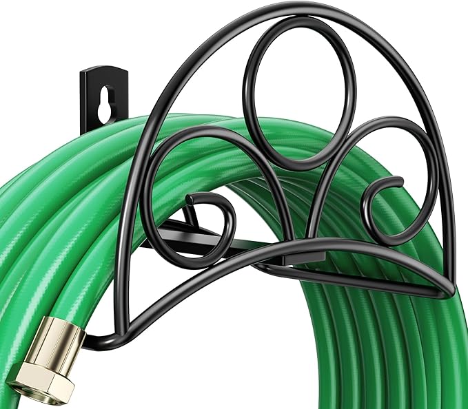 Metal Garden Hose Holder - Wall Mounted Water Hose Holder - Hose Hanger Heavy Duty for Water Hose Extension Cords Vacuum Hose