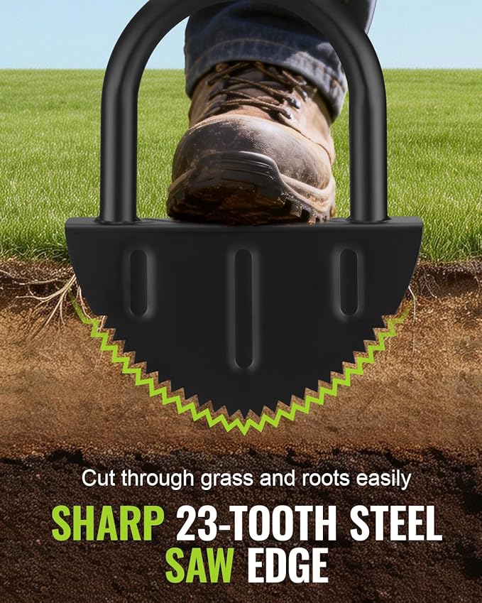 WORKPRO 40-Inch Edger Lawn Tool, Heavy Duty Lawn Edger, Half Moon Steel Saw-Tooth Blade with Wide Footplate & Ergonomic T-Grip Handle, Manual Border Grass Edger for Lawn, Sidewalk & Garden Landscaping