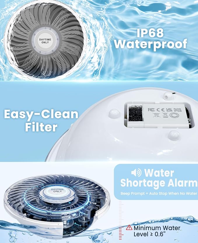 Solar Pool Fountain, 2026 Upgraded Large Solar Pool Water Fountain, Floating Pool Fountain for Inground/Above Ground Poosl,Solar Floating Fountain Pump for Daytime Use-White 1PK