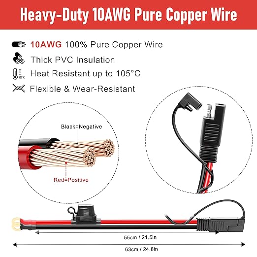 SAE to O Ring Connector 2FT 14AWG, SAE Battery Quick Connect Plug Waterproof Extension Cable for Solar Panel, Street & Road Glide Motorcycle Charging Port Upgrade, RV, Solar Generator Battery Charger