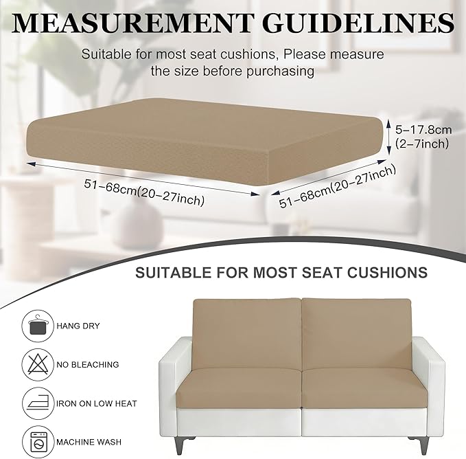 BIETYONE 4Pcs Patio Stretch Cushion Covers,Outdoor Sofa Replacement Cover Slipcovers for Patio Furniture Cushion Covers, Washable Reusable Furniture Protector